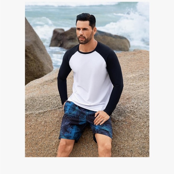 NWT Angel Season Black and White Long Sleeve Swim Shirt 2XL - Picture 5 of 8